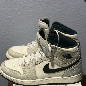 Nike Jordan 1 Retro White Elephant Print High-Top Sneakers in White and Black